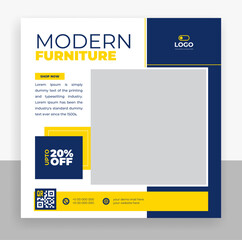 Wall Mural - modern furniture social media post banner template