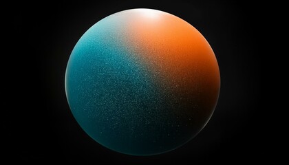Wall Mural - Abstract planetary-like orb with a vibrant gradient of blue, orange, and white against a dark background