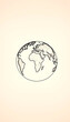 © Go - Globe sketch. Hand drawn earth planet with continents and oceans. Doodle world map illustration. Planet and world sketch map with ocean and land, Side lit, with white tones