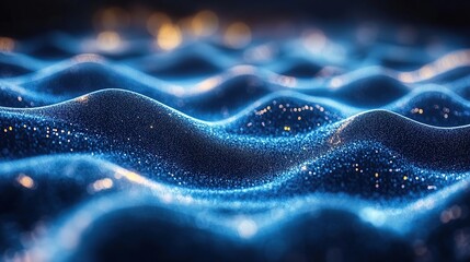 Poster - Abstract blue wave particles background.