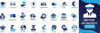 © CREATIVE DESIGNER  - Sector of society icon set. agriculture, education, healthcare, energy, technology, transportation, arts, justice You can easily change the color