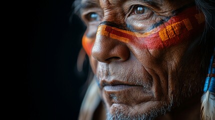 Native American Man with Feathers on His Head