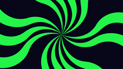 Wall Mural - Abstract background with rays retro starburst. Funky ray elements, circle motifs, reminiscent of circus themes. Green and black twisted swirl. Spiral radial striped backdrop design.