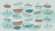 © Oksa Art - Playful Hand-Drawn Collection of Various Boats on Gentle Waves