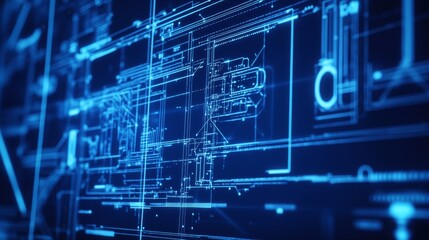 Poster - Innovative blueprint technology visuals digital space graphic representation cyber environment abstract viewpoint futuristic concept