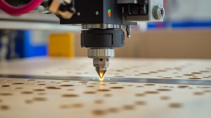Poster - precision cutting action laser workshop industrial technology clean environment close-up view innova