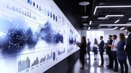 Poster - Global investment trends presentation modern coworking space business environment data visualization professional viewpoint
