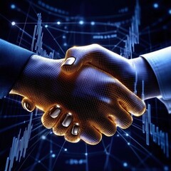 Poster - Investment banking deals visualization global finance digital art abstract environment close-up perspective