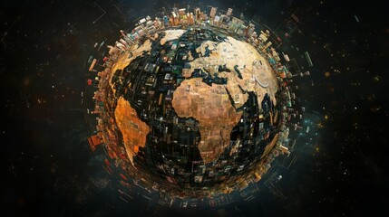 Poster - Global connectivity exploring the earth digital landscape virtual environment aerial view concept of unity