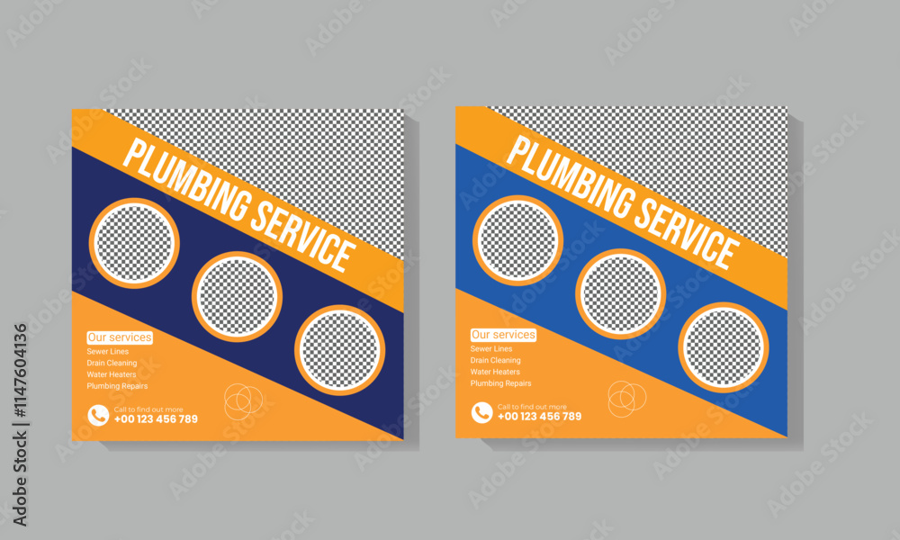 Plumbing Posts. Design Plumbing service social media post template design Stock Vector | Adobe ...