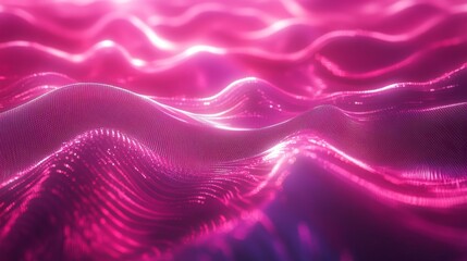 Poster - Dynamic pink waves simulating fluid motion abstract digital art vibrant environment close-up perspective visual concept