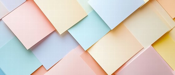 Poster - Abstract Geometric Background with Pastel Colored Papers in Soft Tones