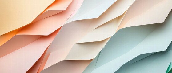 Poster - Geometric Abstract Background with Soft Pastel Colors and Layered Paper Texture