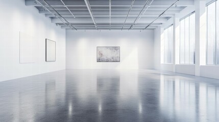 Poster - Spacious Contemporary Art Gallery with Minimalist White Walls