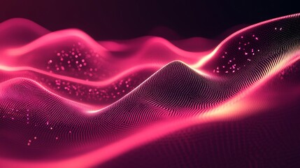 Poster - Dynamic pink waves abstract landscape digital art futuristic environment close-up view visual rhythm concept