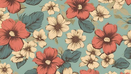 Wall Mural - Vintage flowers background