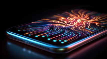Poster - Dynamic smartphone visualization digital realm graphic design vibrant colors close-up abstract technology