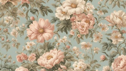 Wall Mural - Vintage flowers background