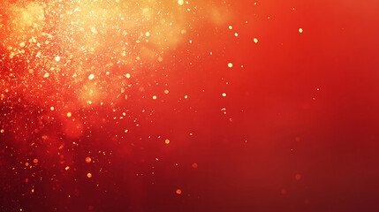 Poster - Abstract Red Background with Gold Particles and Waves.A vibrant red background is adorned with flowing gold lines and shimmering particles.