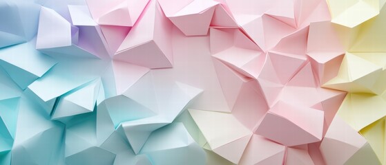 Poster - Pastel Geometric Abstract Paper Background with Folded Shapes and Textures
