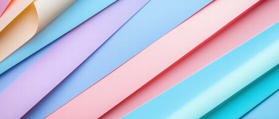 Poster - Soft Pastel Geometric Paper Background with Abstract Layers and Colors