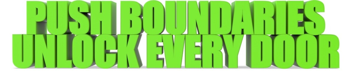 Poster - Push Boundaries unlock Every Door, 3d text