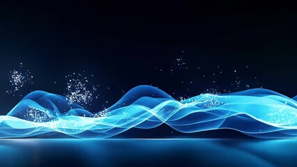 Poster - Abstract gradient blue wavy flowing lines background in dynamic style