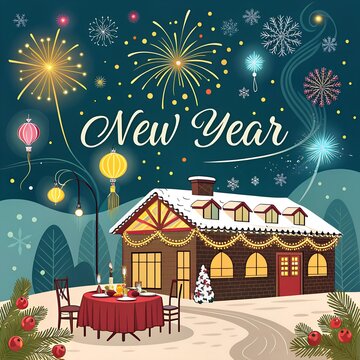  NEW YEAR Holidays backgrounds or banners. vector illustration restaurant poster, flyer, banner, 