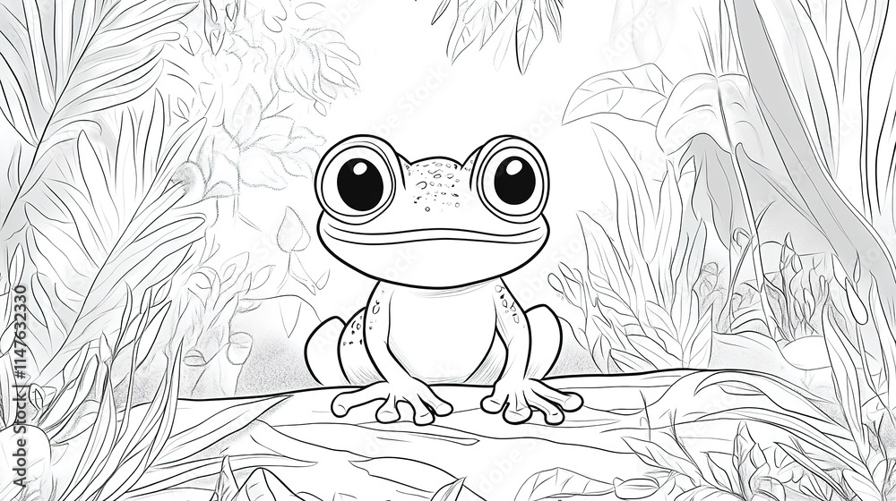 Free printable coloring page featuring a cute cartoon Frog Stock ...