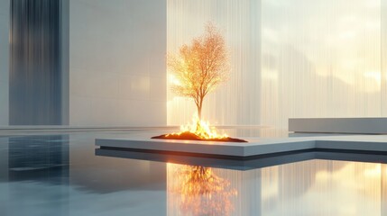 Poster - fire, minimalist style, clean aesthetic, sharp focus