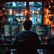 © KADER - Dark Room Lit Only by Glowing Monitors and a Developer Deep in Code
