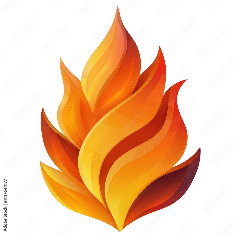 orange icon of Flame isolated on a transparent background Minimalist ...