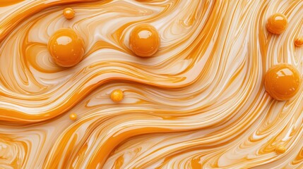 Wall Mural - Abstract Orange Swirl Texture with Glossy Bubble Details