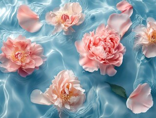 Wall Mural - Pink Flowers in Pool Water