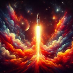 Wall Mural - rocket exhaust a vibrant dynamic texture capturing the intense f
