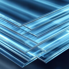 Poster - Close-up of layered glass sheets showing clarity and reflections, highlighting their smooth edges and transparency.