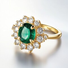 Wall Mural - Ring with green gemstone