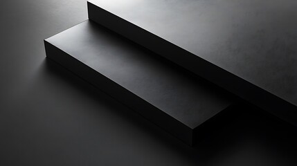 Aufkleber - Two black platforms against a dark background with a minimalist design ideal for product display or abstract art concept.