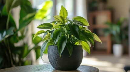 Poster - Cast iron plant on a hallway table, with natural decor surrounding it 