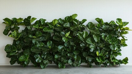 Poster - Ficus lyrata in a spacious room, with large green leaves against a white wall 