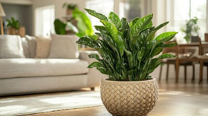 Poster - Healthy ZZ plant in a decorative pot, adding greenery to a modern home 