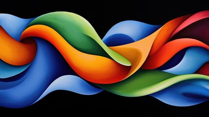 Poster - Dynamic color flow art installation urban gallery digital artwork contemporary space eye-level abstract design