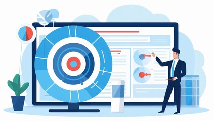 Poster - Businessman Presenting Data Analysis on a Large Screen