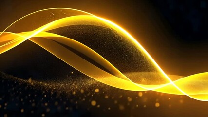 Fototapete - Mesmerizing video with swirling golden light trails and sparkling particles on deep black. Elegant and luxurious abstract motion design. Perfect for premium visuals.
