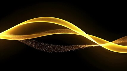 Poster - Mesmerizing video with swirling golden light trails and sparkling particles on deep black. Elegant and luxurious abstract motion design. Perfect for premium visuals.