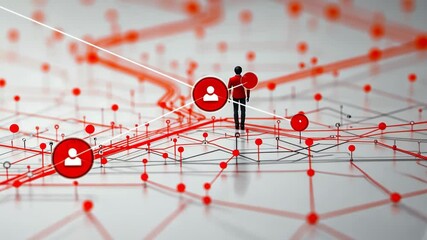 Poster - Data visualization of network connections in a digital landscape showcasing dynamic interactions