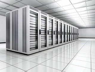 Poster - A row of servers in a secure data center, symbolizing the storage of sensitive medical information