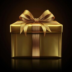 Canvas Print - Golden Gift Box with Bow