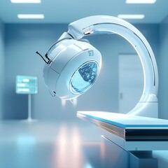 Poster - a magazine-style photo of a cutting-edge medical device, soft light reflecting off polished metal, d