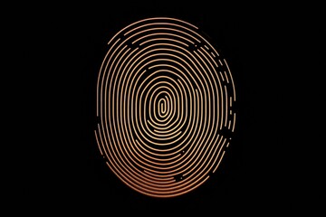Leinwandbilder - Digital fingerprint graphic displaying intricate patterns on a solid black background with ample copy space available for text. Generative AI